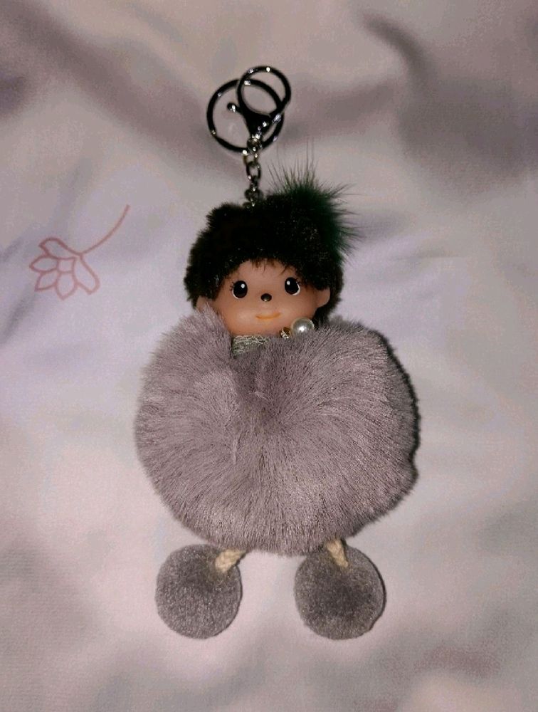 IMPORTED Monichichi Fur Ball Keychain