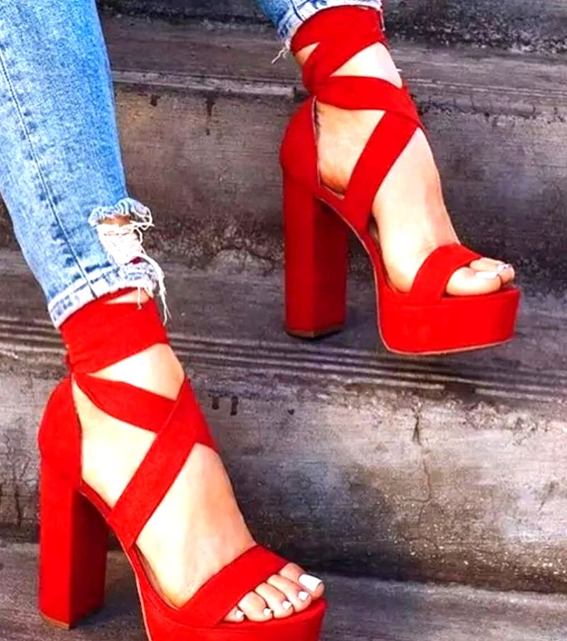 Red Velvel 6 Inches Heel