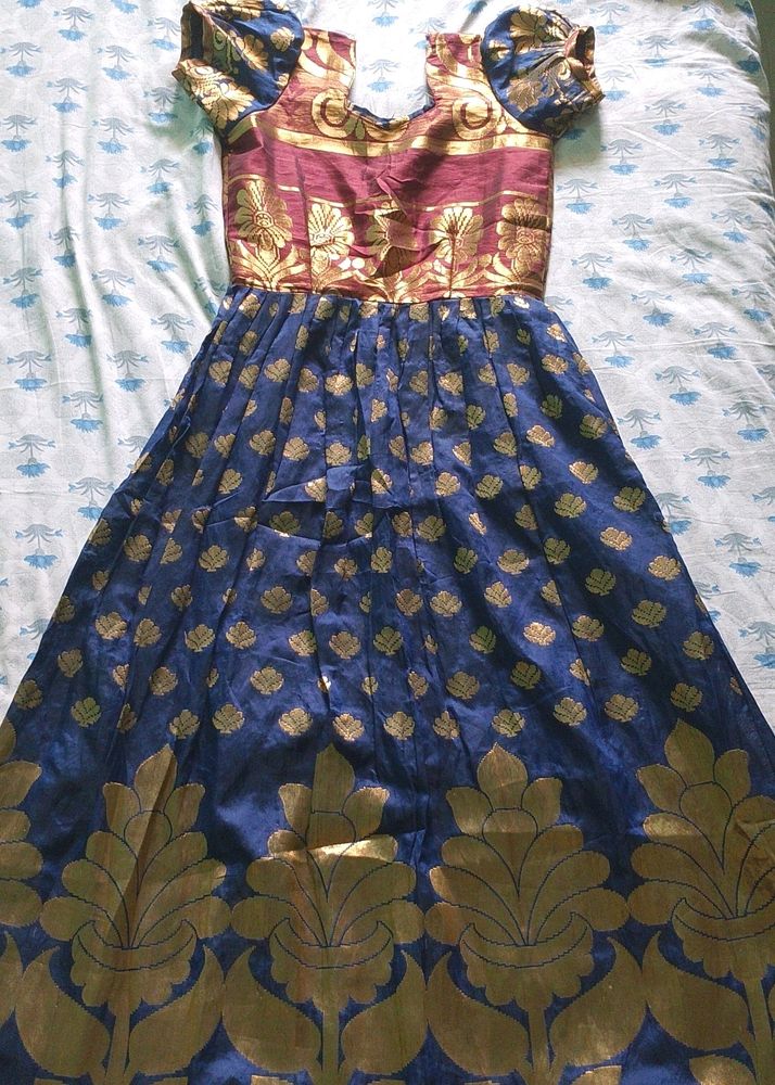 Long Frock Stitched From Pattu Saree