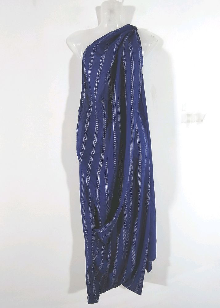 Navy Blue Printed Dhoti Style Saree (Women's)