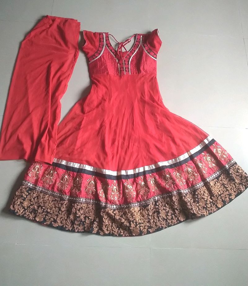 Red ANARKALI Dress