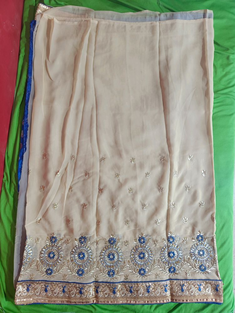 Party Wear Net Zari Work Saree