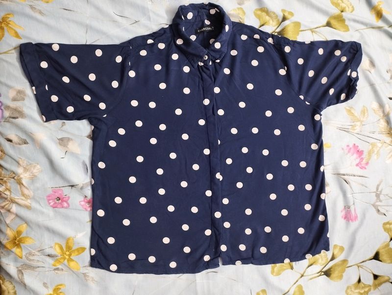 Navy Blue Polka Dot Top