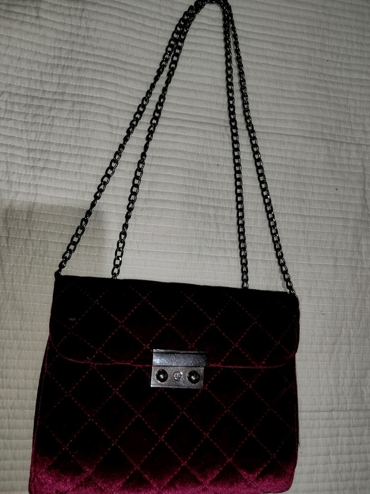 Burgundy Velvet Slingbag