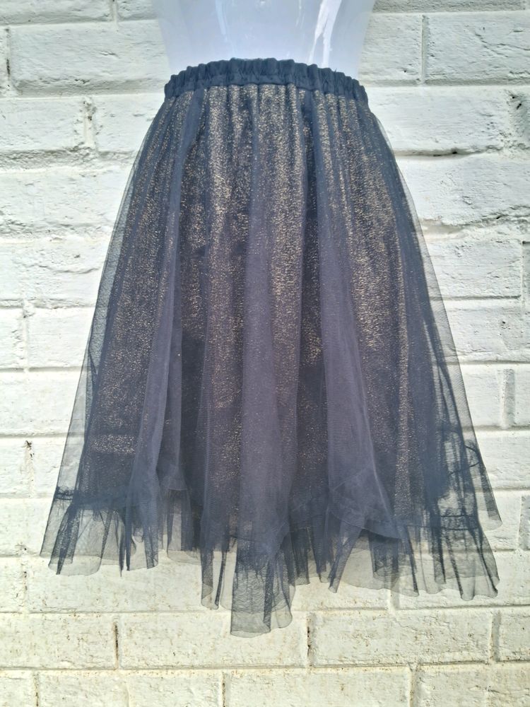 Shimmer Black Mesh Skirt