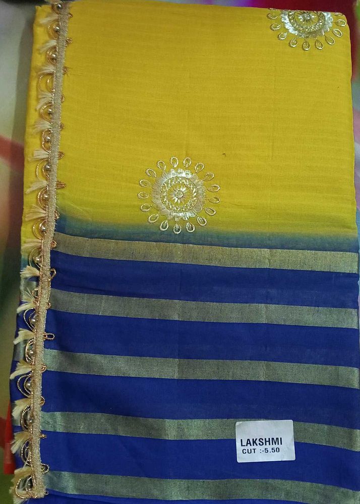 Beautiful Design Heavy Work Pure Cotton Saree