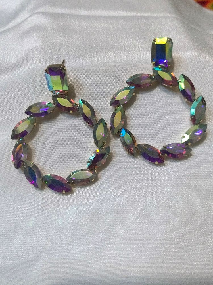 Rainbow Korean Glass Stone Earring