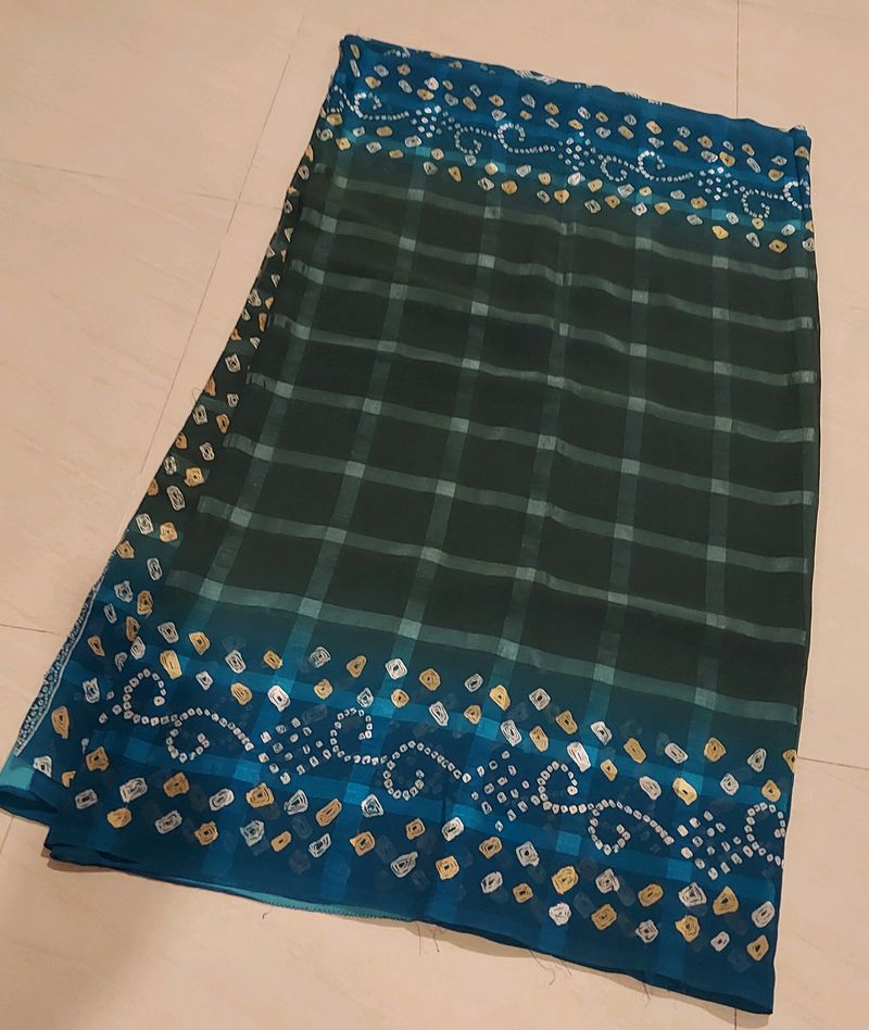 green checked saree