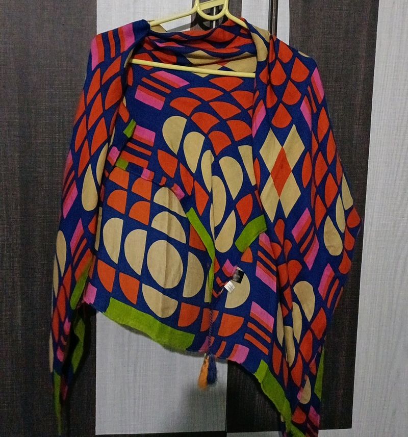 Multi Colour Geometric Pattern Stole For Women