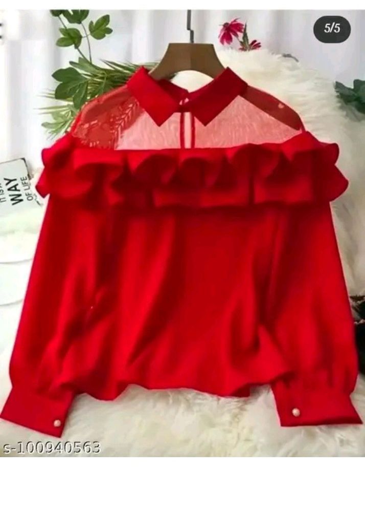 Casual Red Korean Top