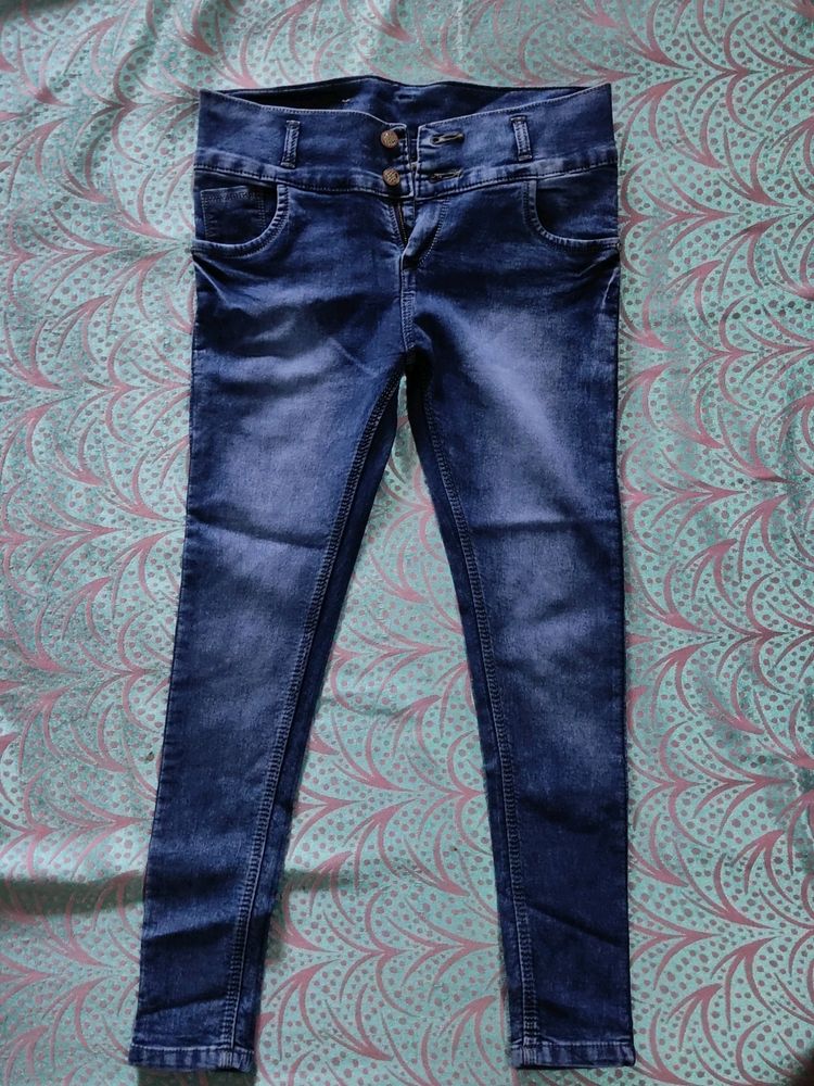 Terific High Waist Blue Jeans For Girls