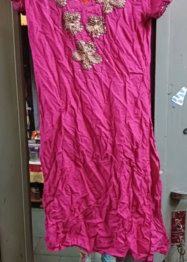 Beautiful Pink Dress With Handwork Beads