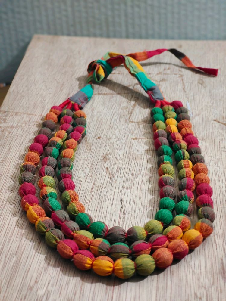 Brand New Three Layers Cotton Cloth Bead Necklace