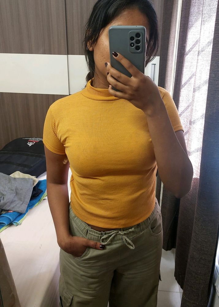 Mango Ribbed Crop Top