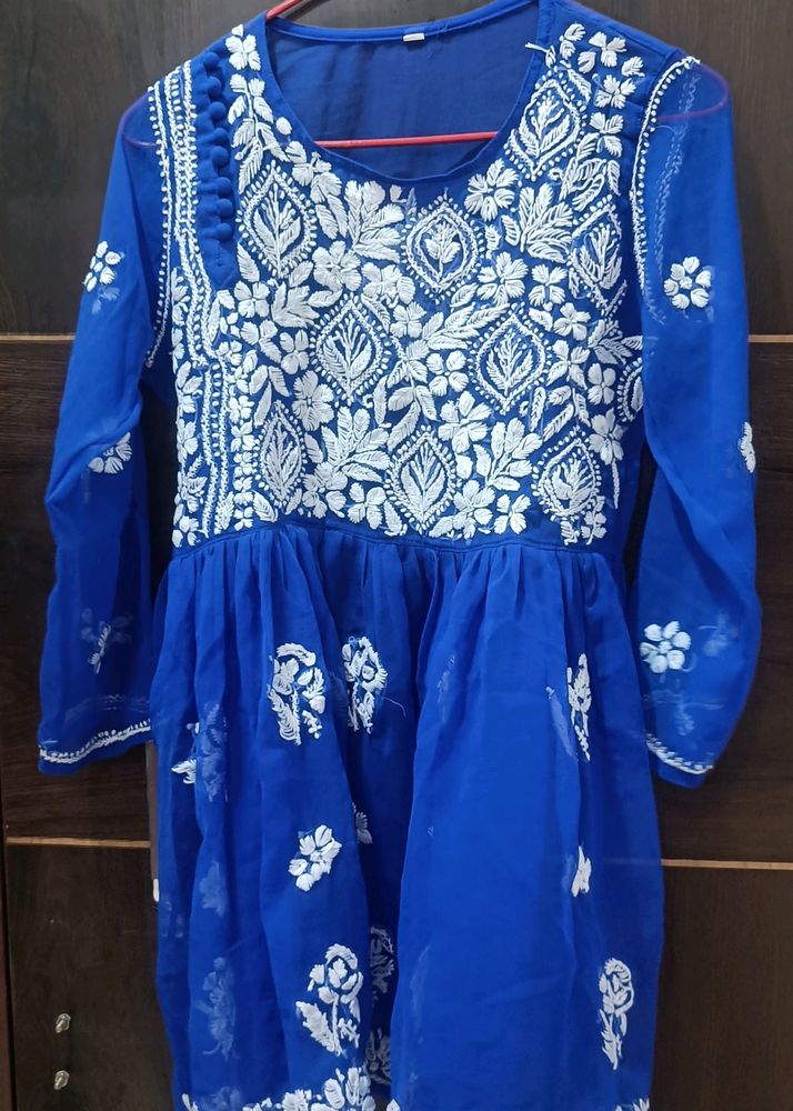 Chikankari Blue Kurti