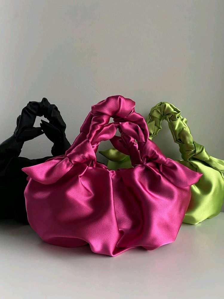 Satin small bag with knots