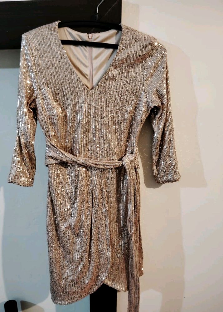 Gold Sequence Midi Dress