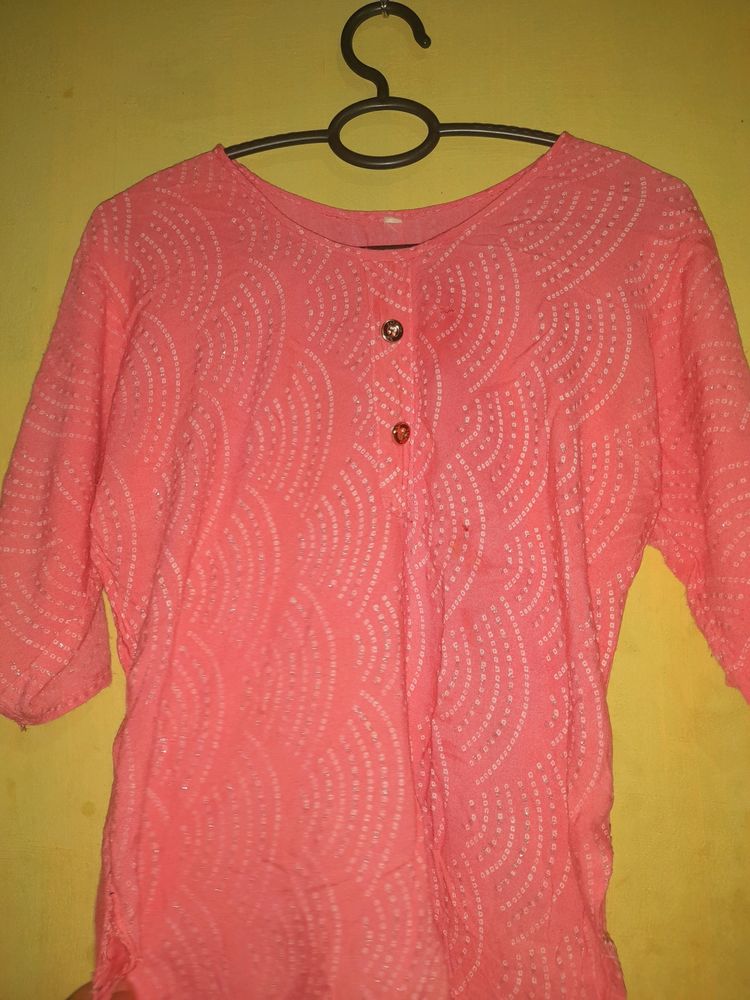 Pink Jaipuri Print Kurta.