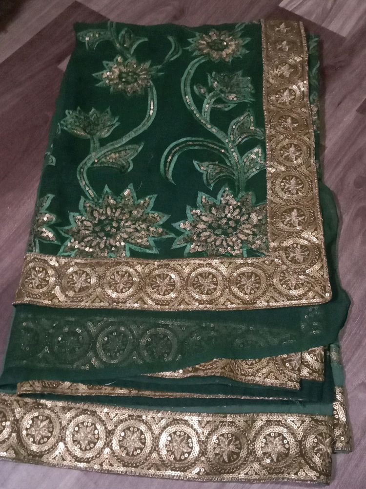 Grand Dark Green Shade Saree