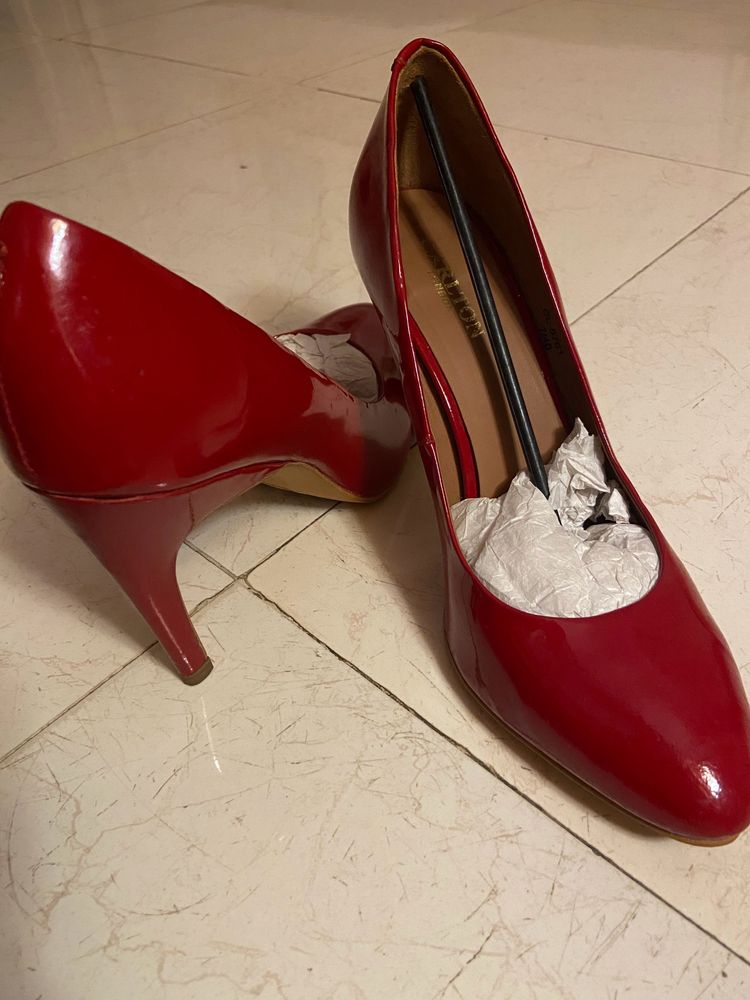 Red 6 Inches Pencil Heels