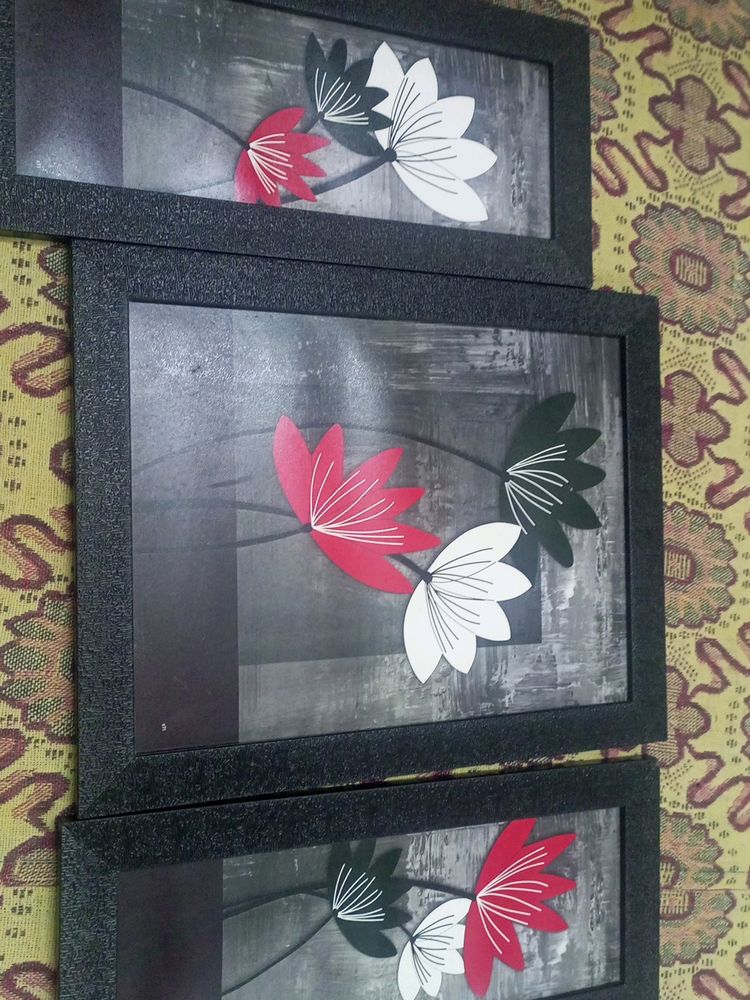 3pc Set Of Flora Paintings Without Glass