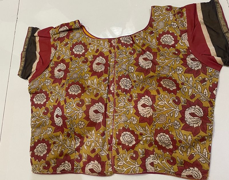 Boat Neck Kalamkari Blouse