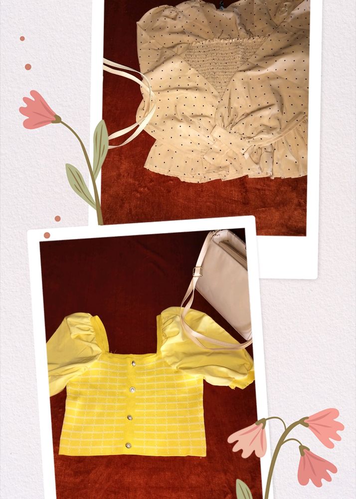 Nude And Yellow Colour Top