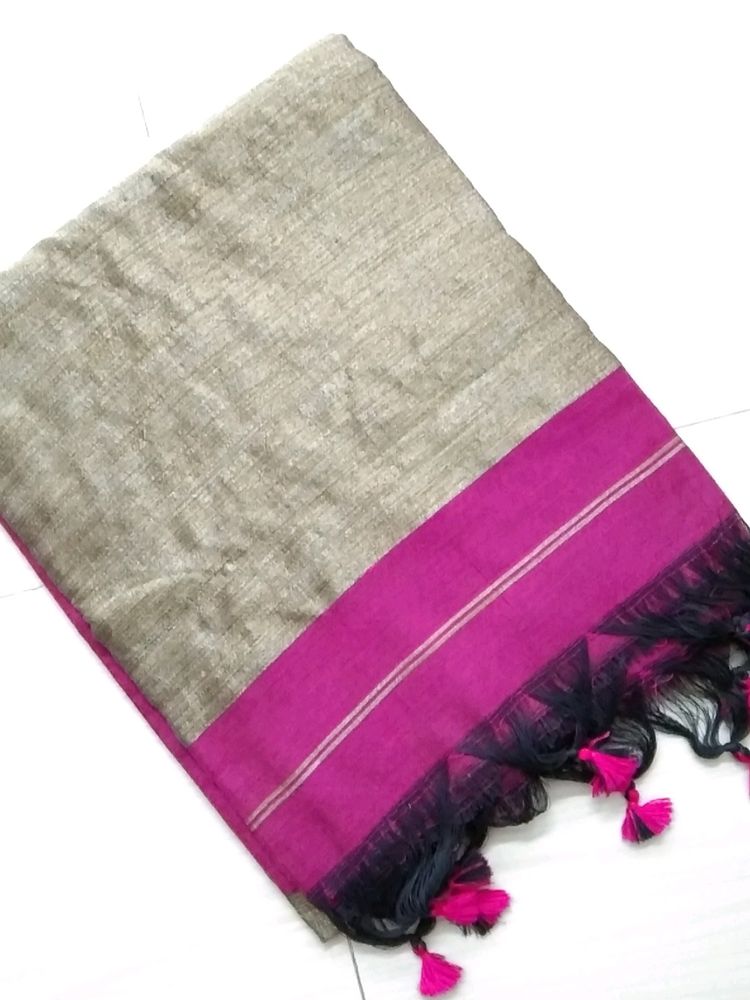 Soft Khadi Saree Pink