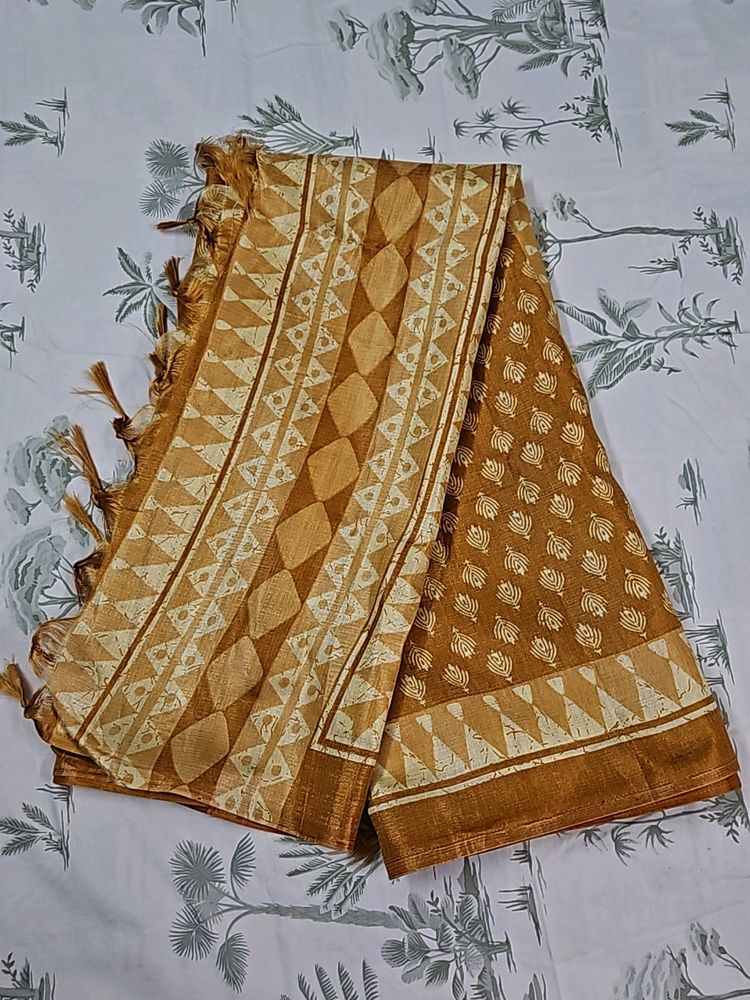 Mustard And White Brand New Dupatta