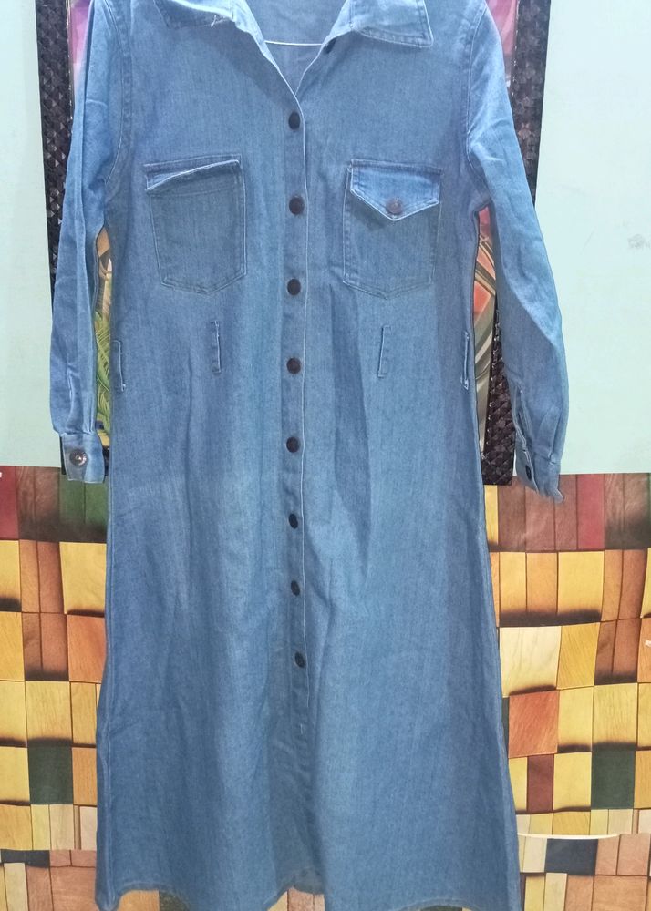 Denim Knee Length Dress