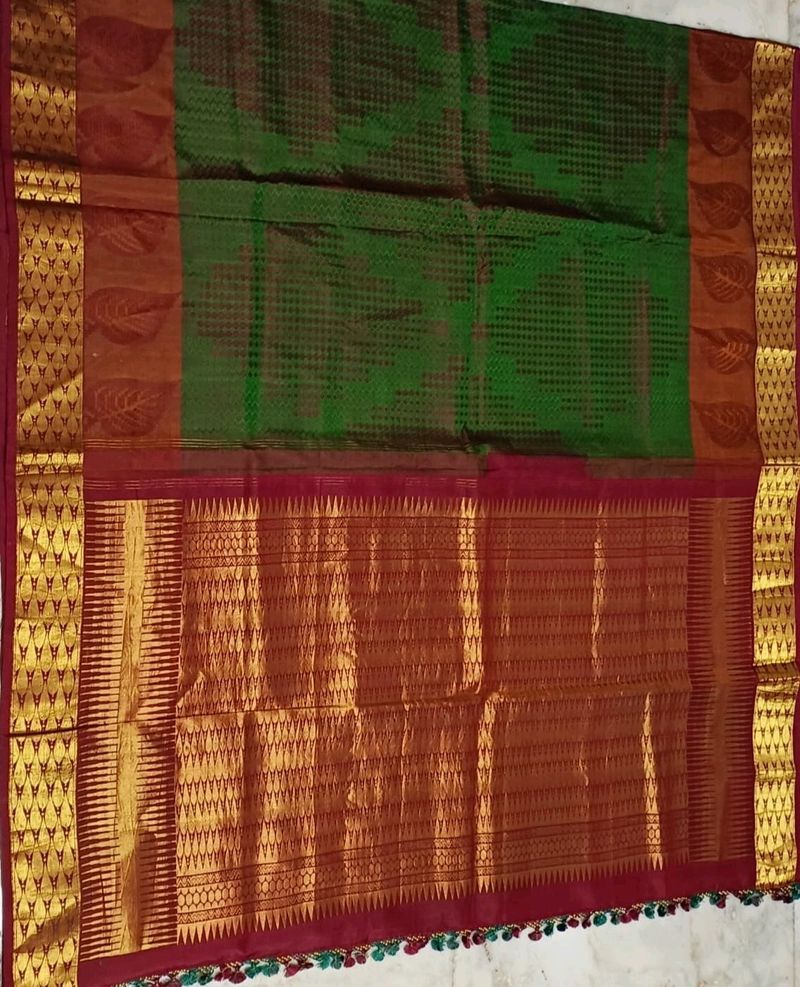 Green And Maroon Silk Saree