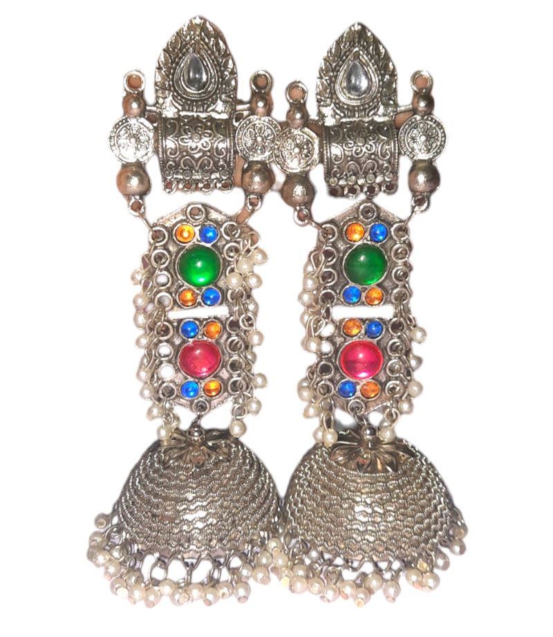 Regal Elegance: Silver Oxidized Jhumka Earrings