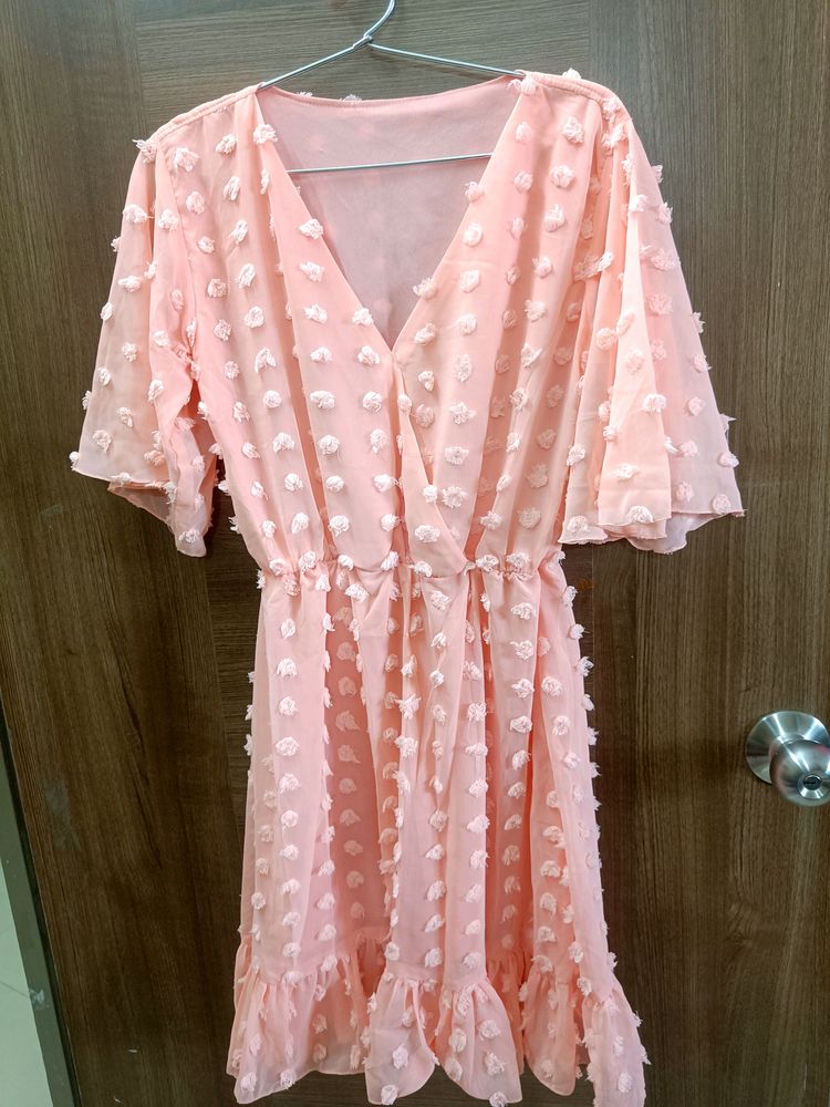 Preety Peach One Piece Dress Size M To L.