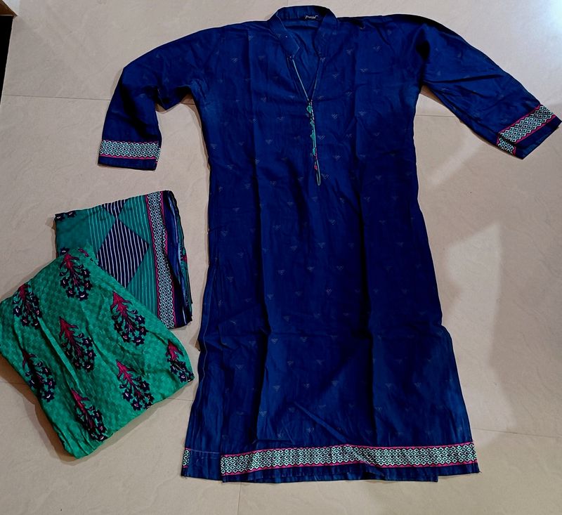 Price Drop! Royal Blue Pure Cotton Kurta Stitched