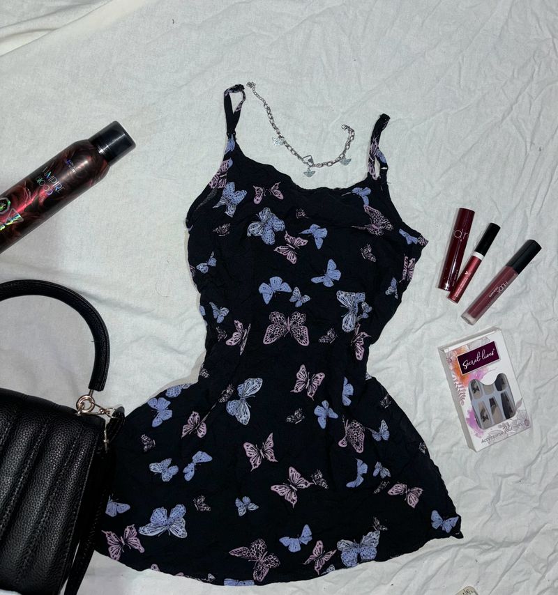 Butterfly Print Black Cami Top