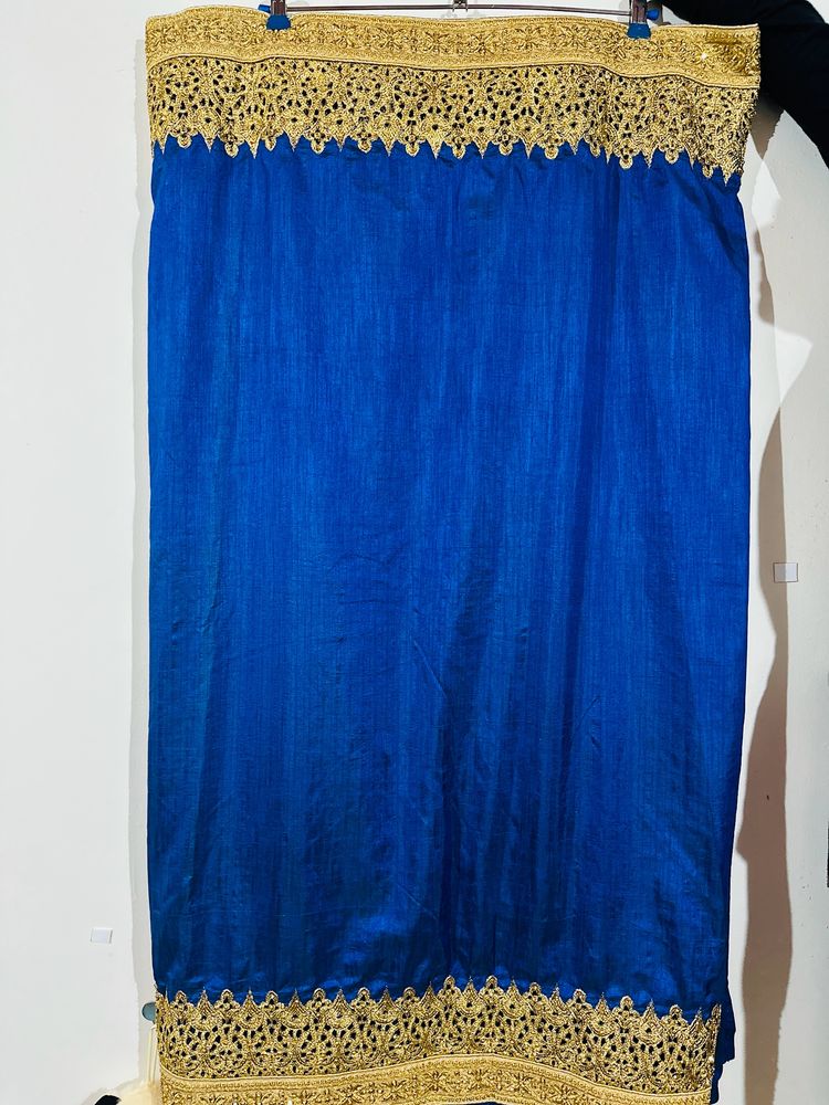 Party Wear Navy Blue Saree With Golden Work