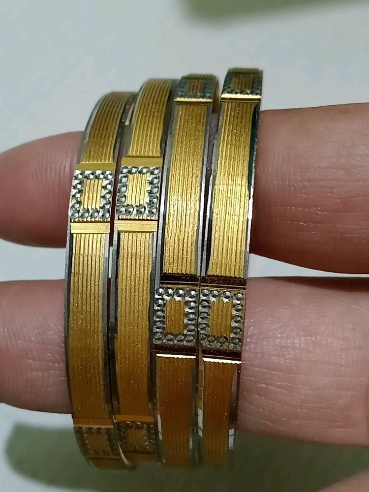 White Gold Polish Bangles