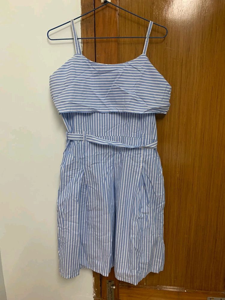 White Blue Strip Dress