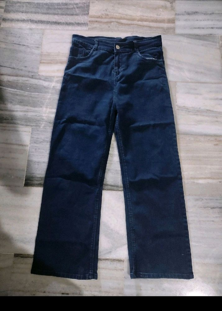 Dark Blue Straight Jeans For Women Girls