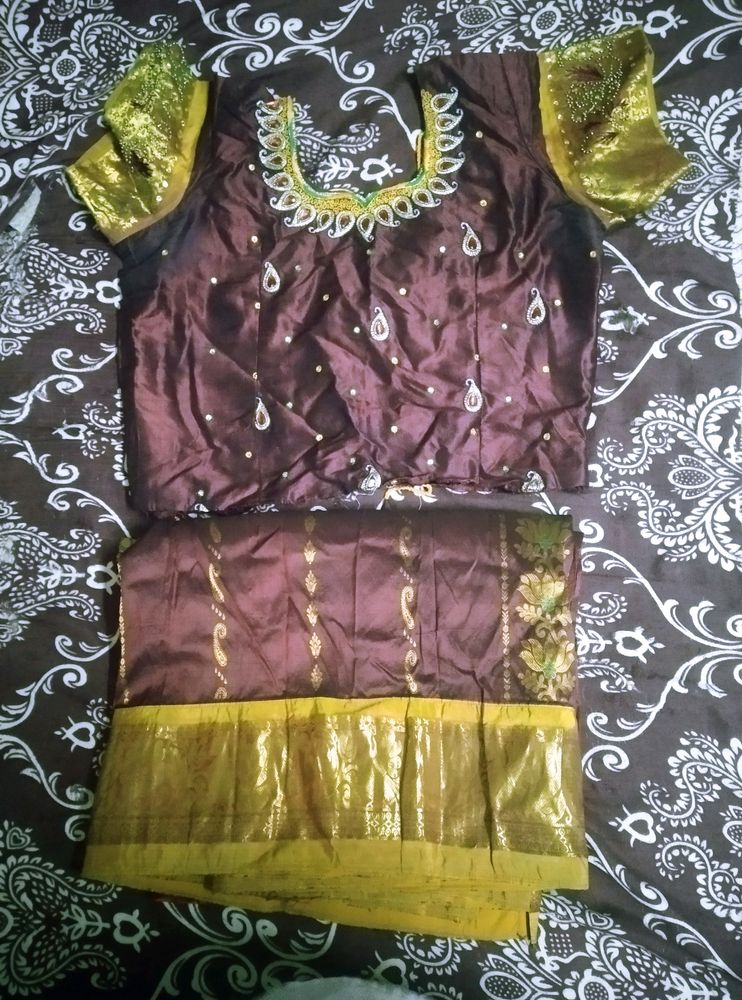 Maroon Colour Kanchi Pavada (Unstitched)