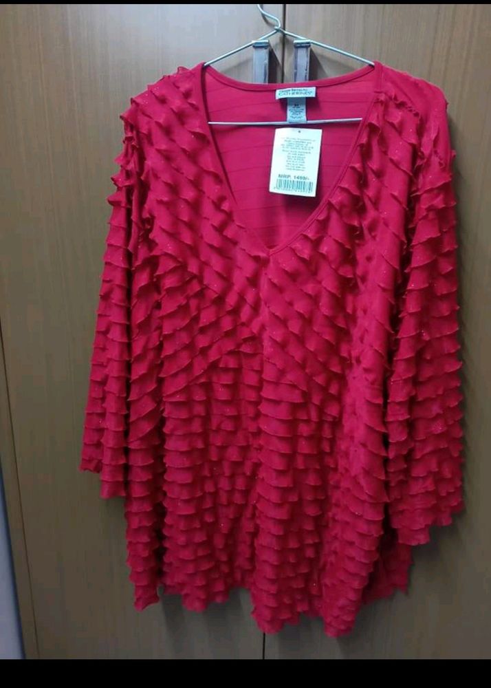 Red Color Fril Top