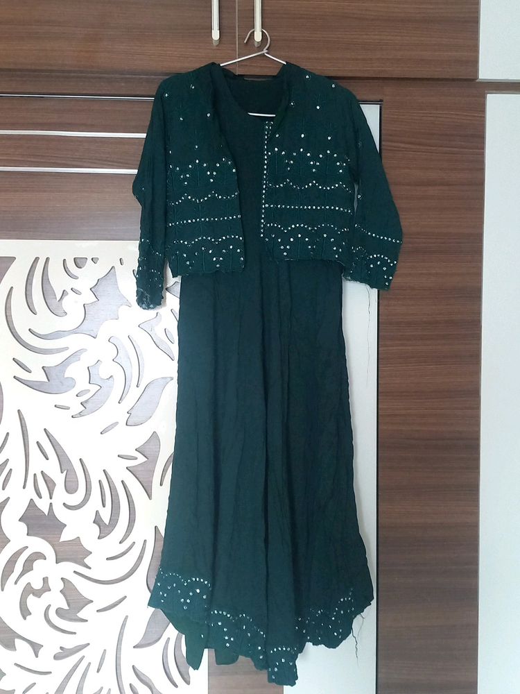 Diwali Sale Heavy Koti Kurti Dark Green