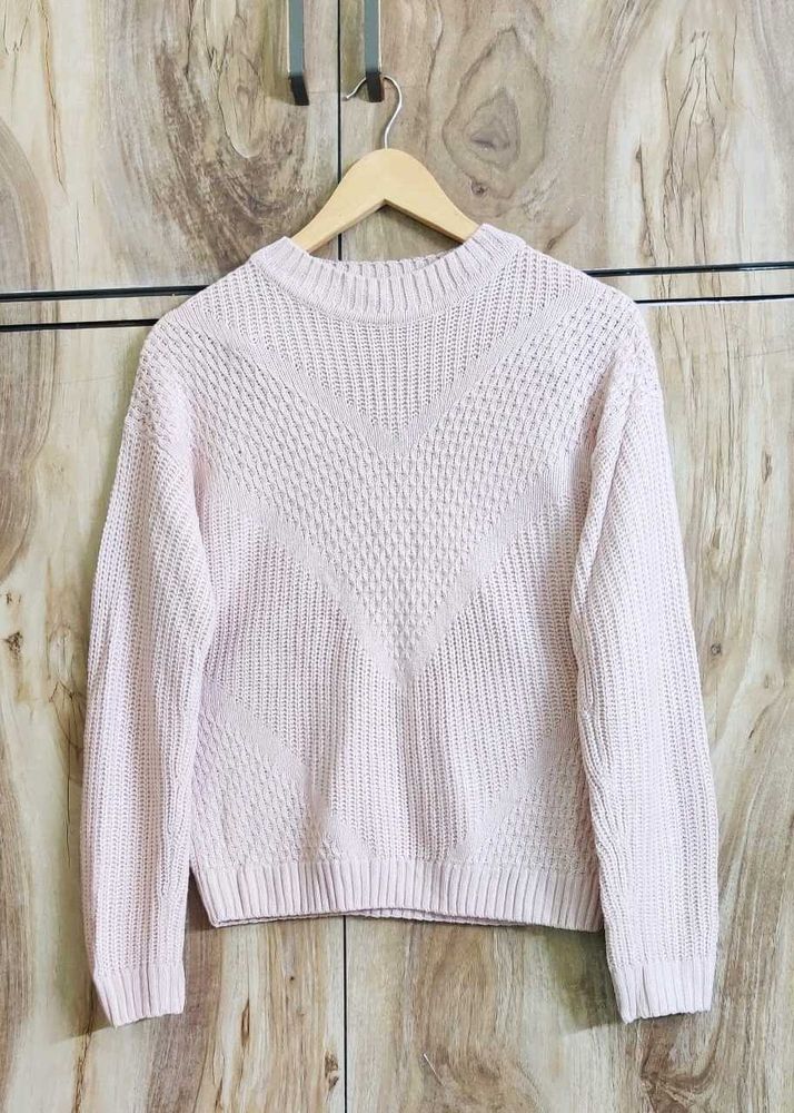 Peach Colour Self Design Sweater Size-36-38