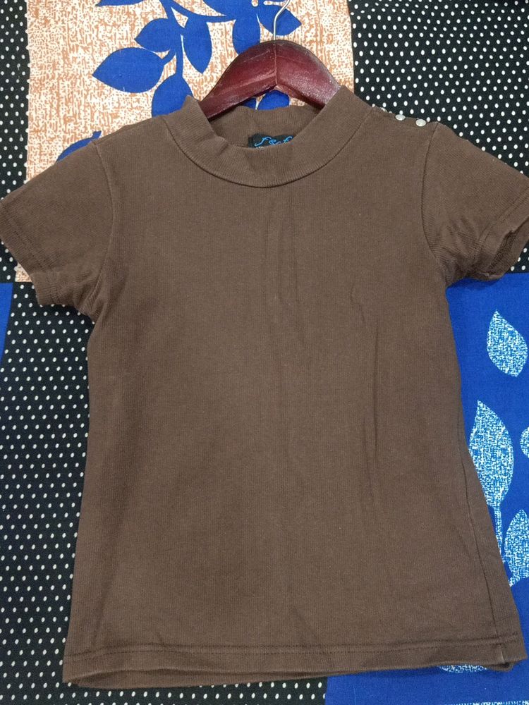 Coffee Brown Fitted Top Women