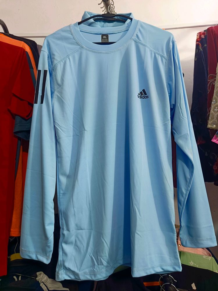 ADDIDAS SKY BLUE FULL SLIVES SPORTS TSHIRT