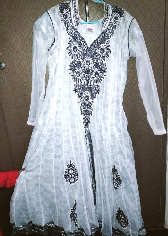 White Ethenic Anarkali Bust Free Size 32 to 34 ,/3