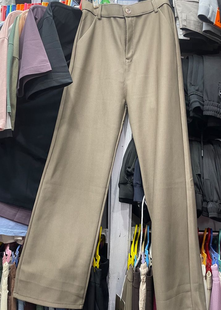 Striped Beige Trouser with belt