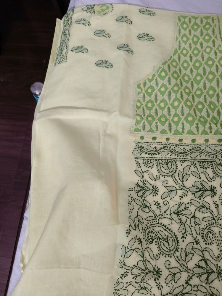 Lemon Green Dress Material With Dupatta