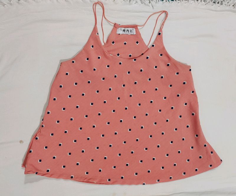 Peachy Top With Spaghetti Straps