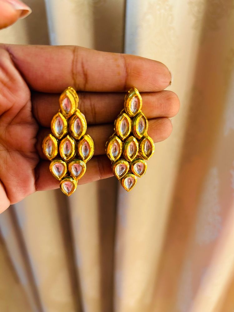 Kundan Polaki Stone Earrings